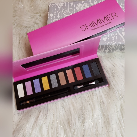 Shimmer 10 Color Eyeshadow Palette From Profusion With Eyeliner & Brush - Picture 2 of 4